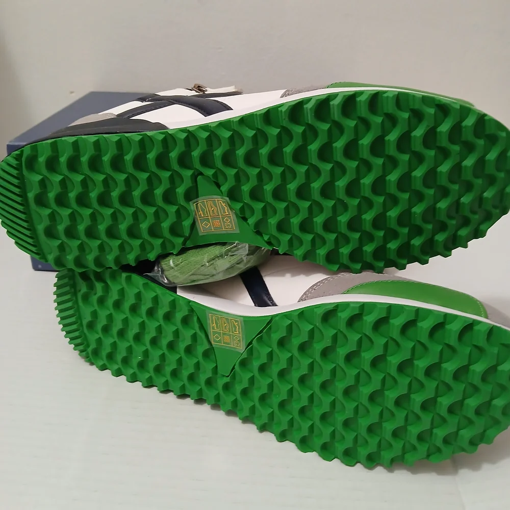 Men's White, Gray, and Green Sneakers - Picture 2 of 12